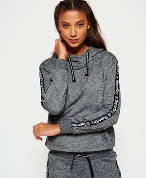 Superdry Fashion Fitness Crop Női Kapucnis Pulóver MélySzürke | QCUEL0697